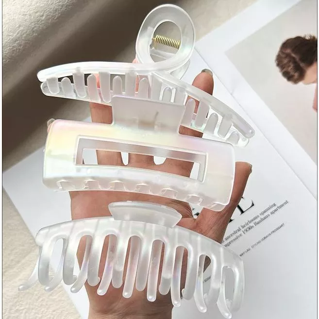 鐳射炫彩磨砂鯊魚夾 髮夾 大號鯊魚夾 啞光炫彩鐳射漸變髮夾人魚姬