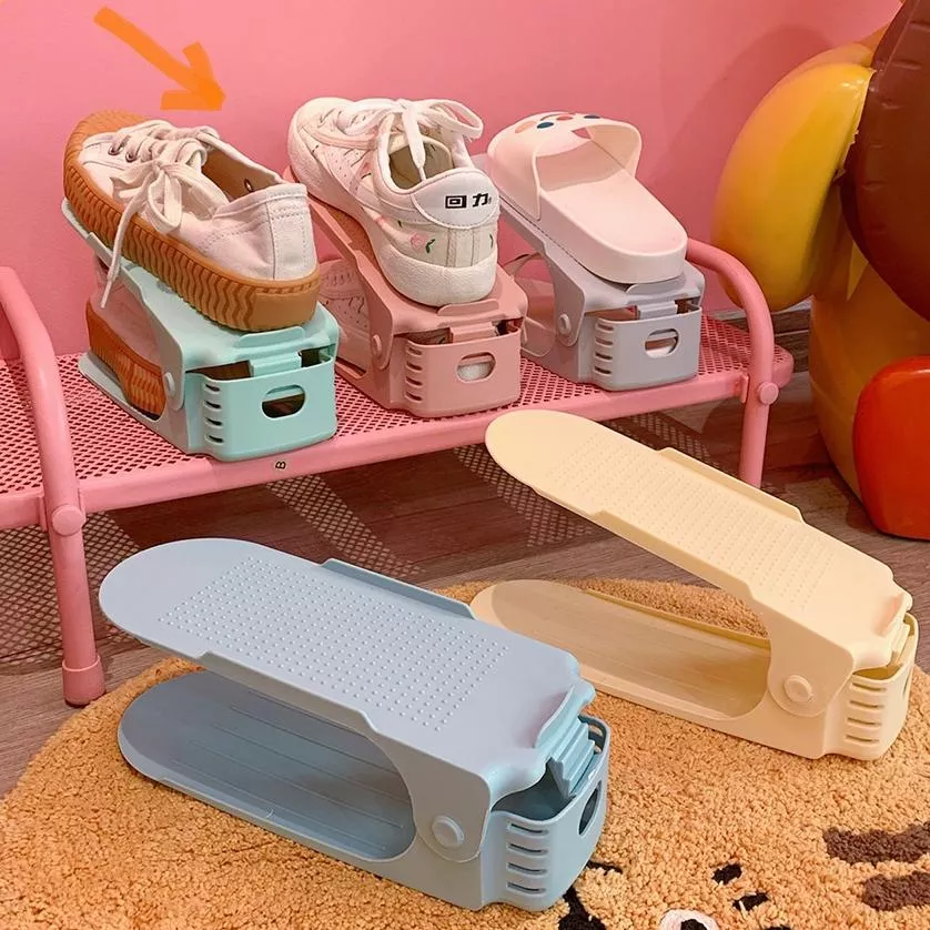 簡約現代鞋架鞋子收納架雙層一體式可調節家用宿舍客廳塑膠鞋托架 S003