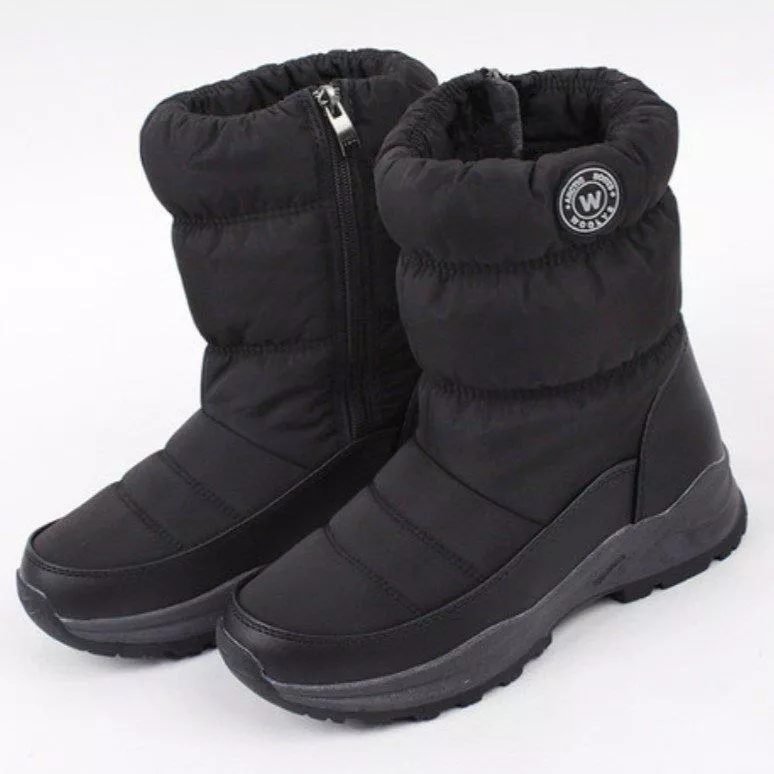 韓國連線 正韓空運 防風羽絨空氣鞋 內刷毛毛防水保暖中筒靴雪靴雪地靴黑色【S164