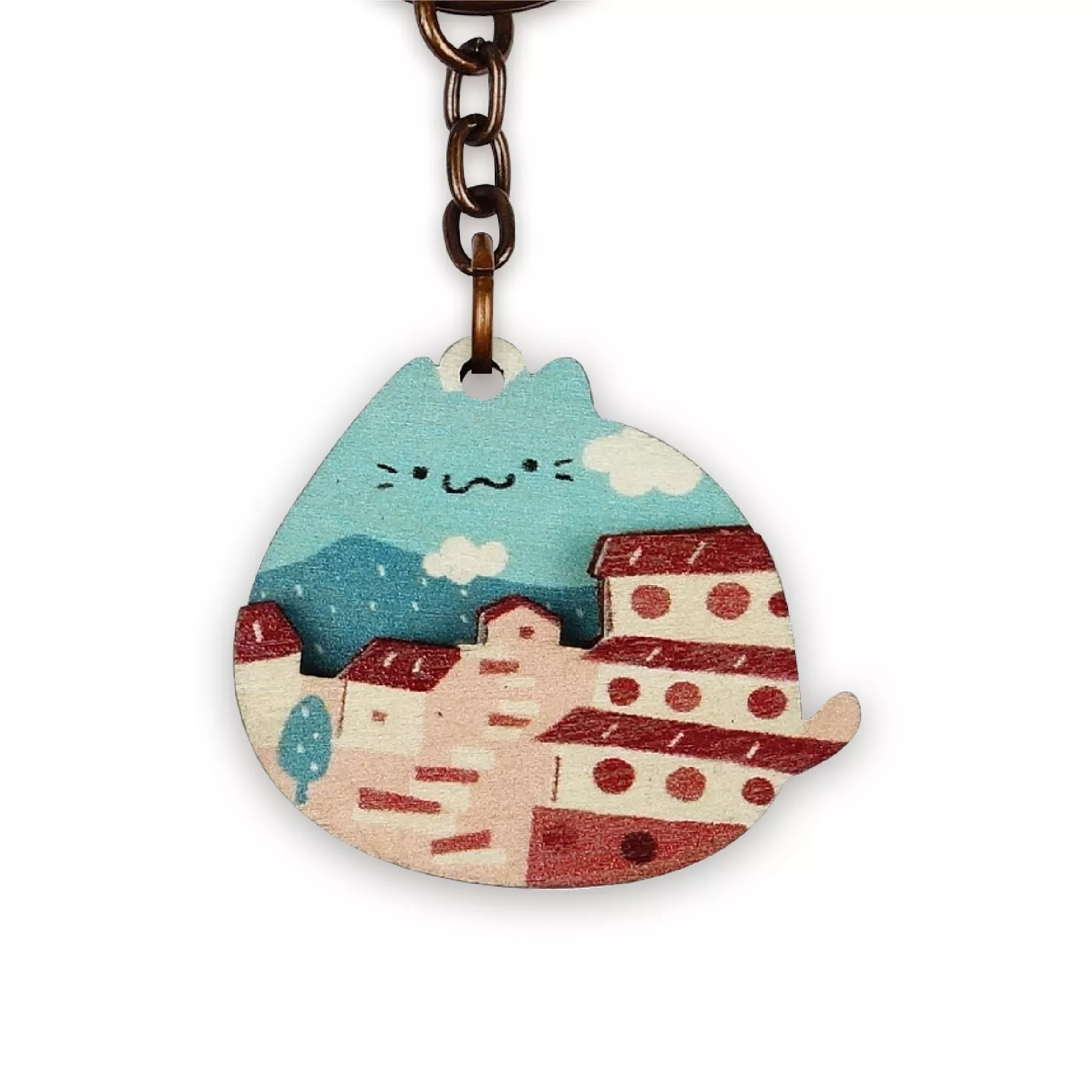 木鑰匙圈｜貓九份