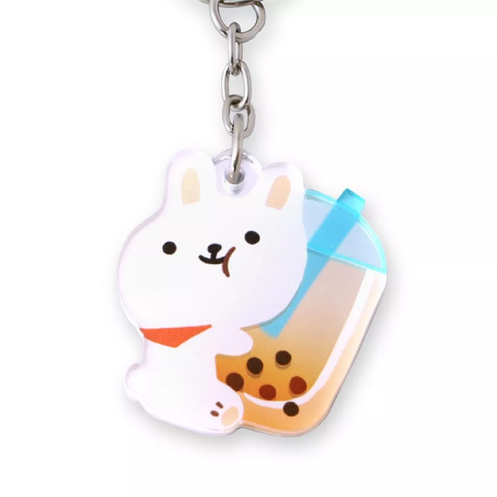 小鏡子鑰匙圈｜珍奶兔兔