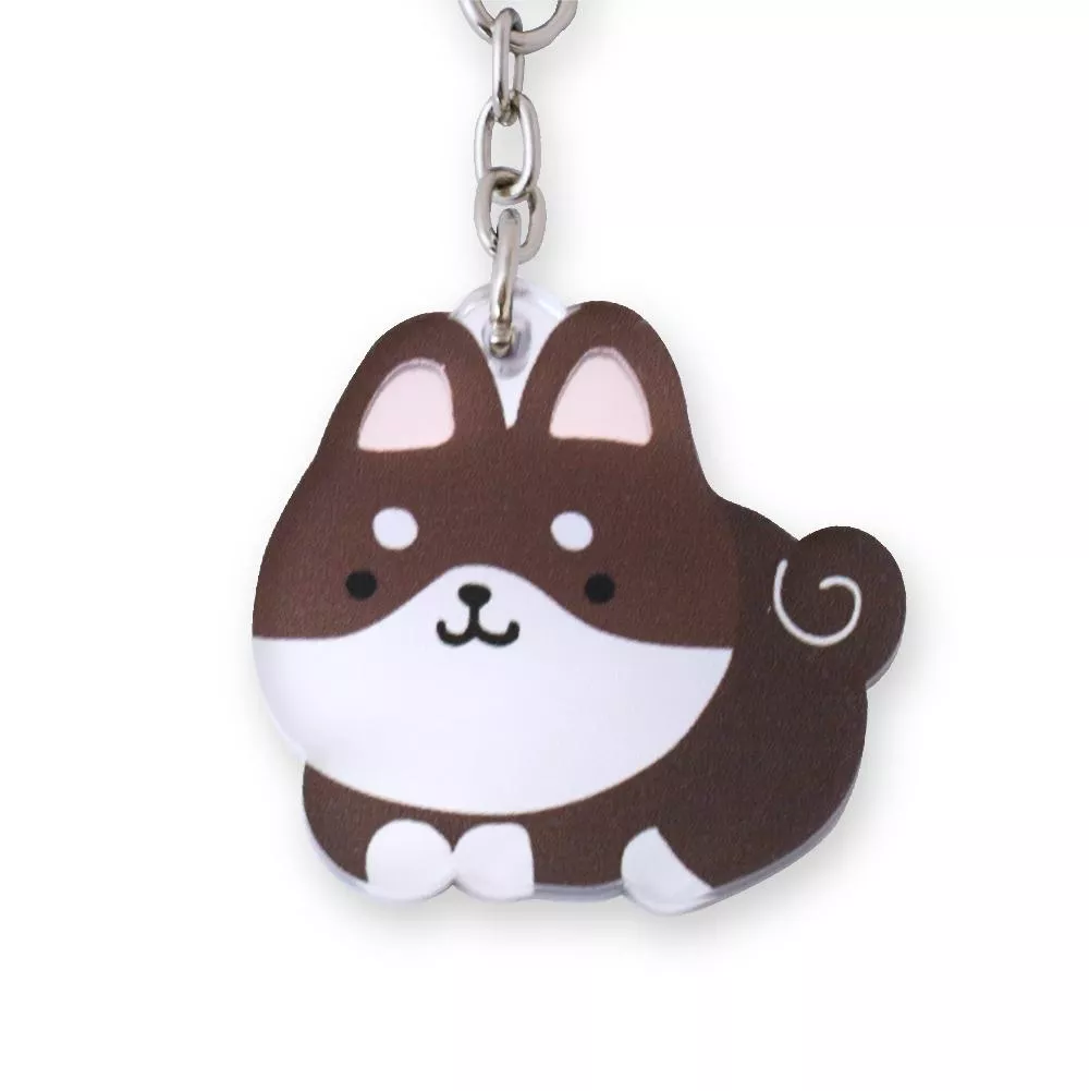 小鏡子鑰匙圈｜悠閒黑柴