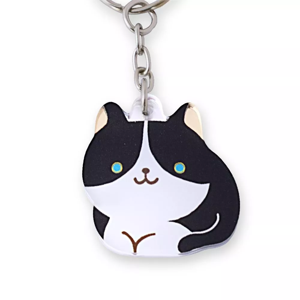 小鏡子鑰匙圈｜悠閒賓士貓