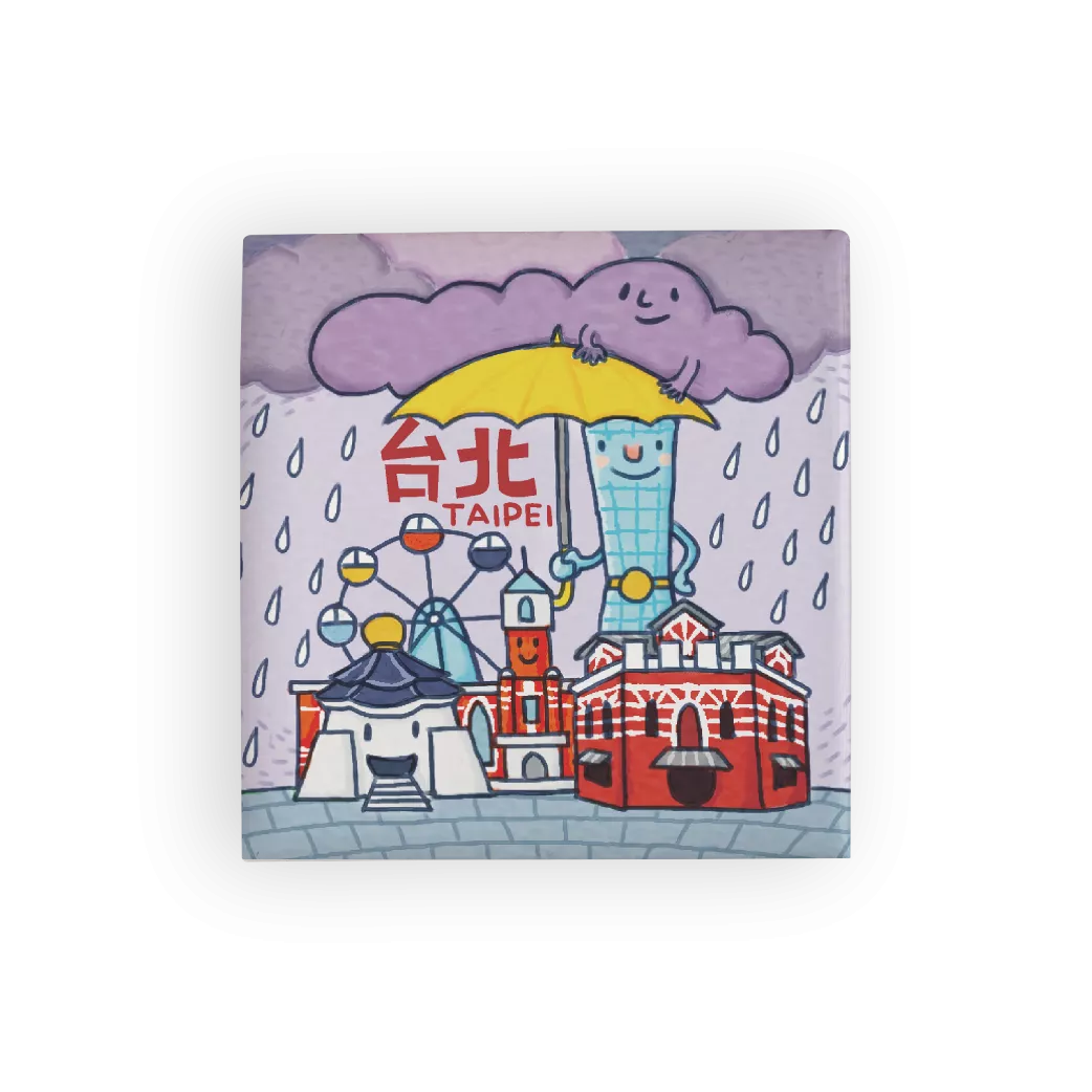 瓷磚磁鐵｜雨季台北（大瓷磚1入）
