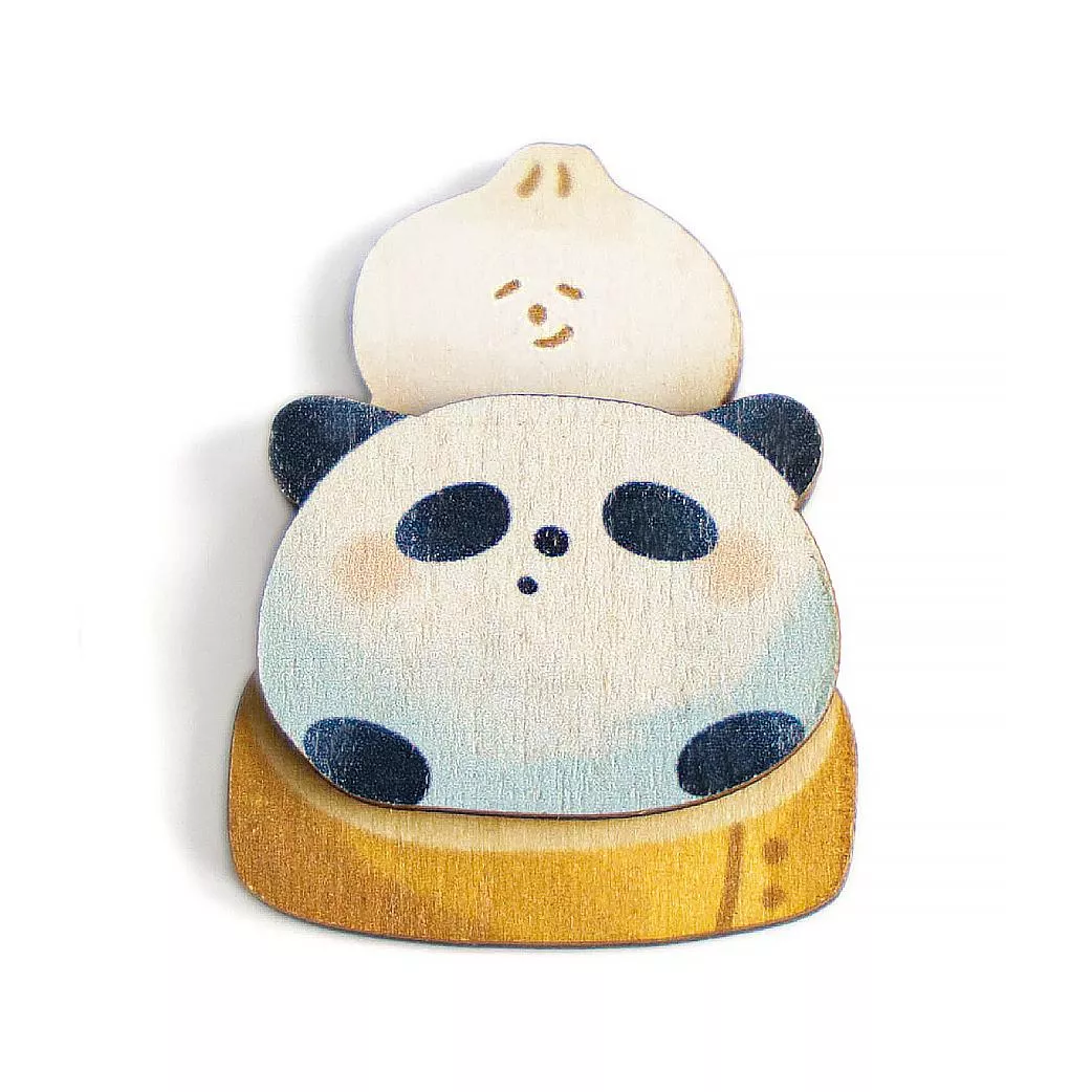 木質磁鐵｜熊貓小籠包