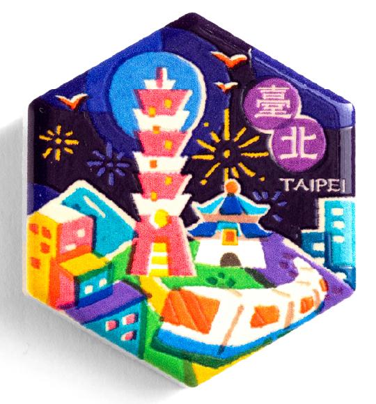 六角瓷磚磁鐵｜煙火夜台北