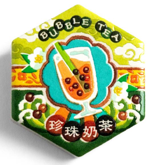 六角瓷磚磁鐵｜花樣珍奶