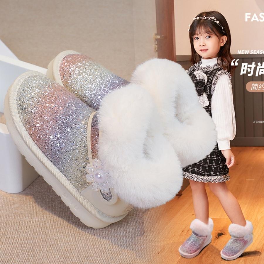 ❤️Annie❤️女童亮片雪地靴 童鞋 兒童靴子 時尚公主短靴 兒童雪靴 女童短靴 女童鞋 馬靴 冬季保暖加絨棉靴