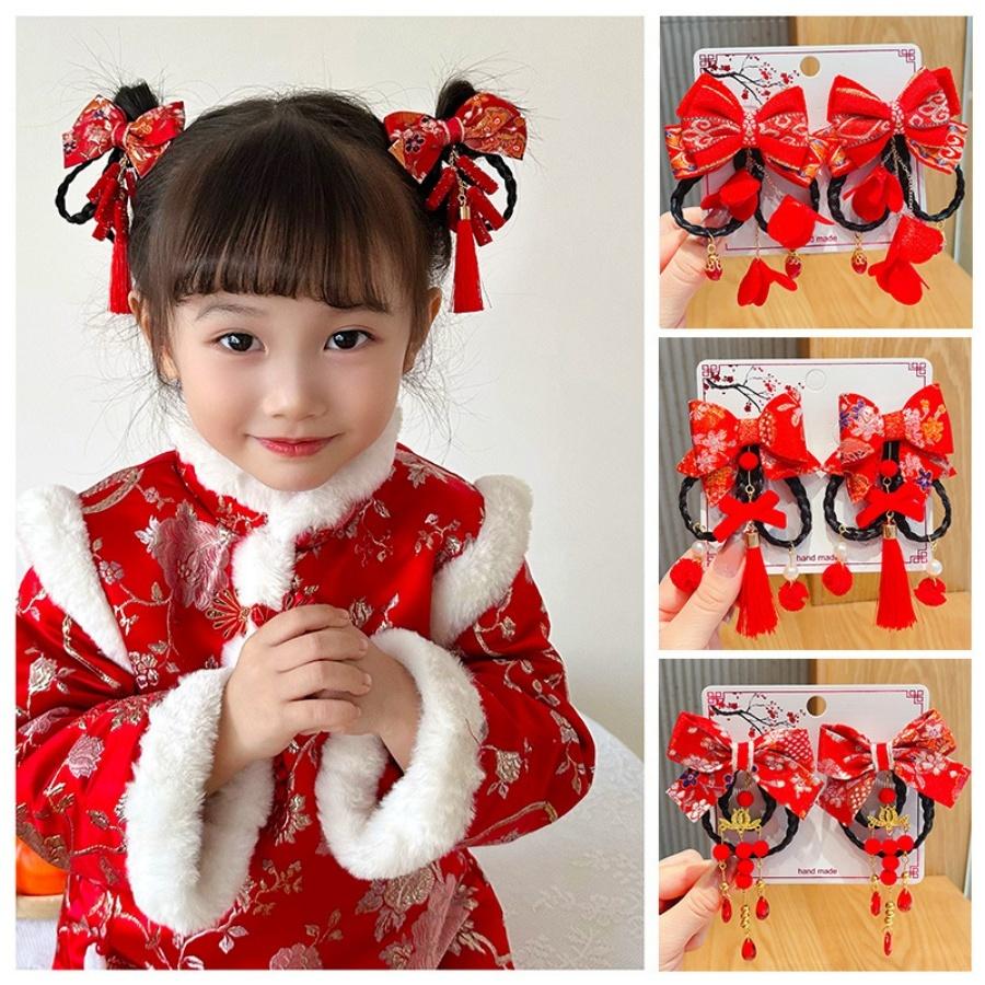 ❤️Annie❤️兒童過年髮飾 新年頭飾 蝴蝶結髪飾 女童髪夾 紅色髪飾 兒童配件 女童 寶寶 大紅色髮夾 新年禮物