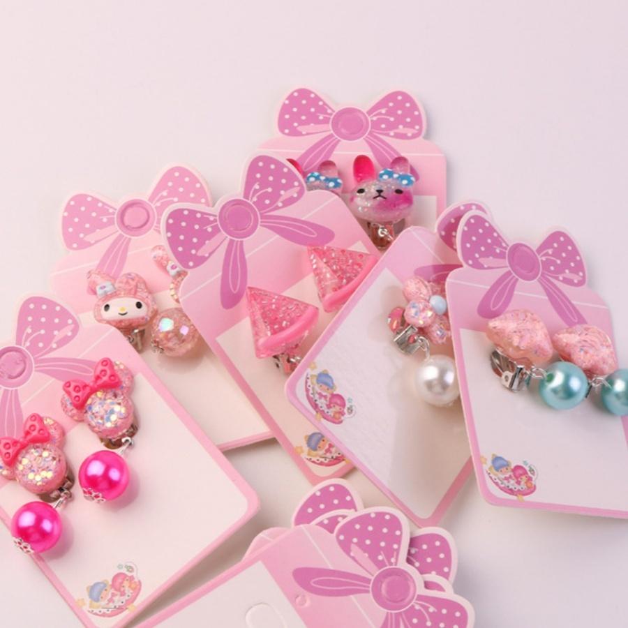 ❤️Annie❤️兒童無耳洞夾式耳環 女童飾品 兒童耳環 無耳洞耳夾 女童配件 兒童禮物 可愛學生首飾 卡通 蝴蝶結珍珠