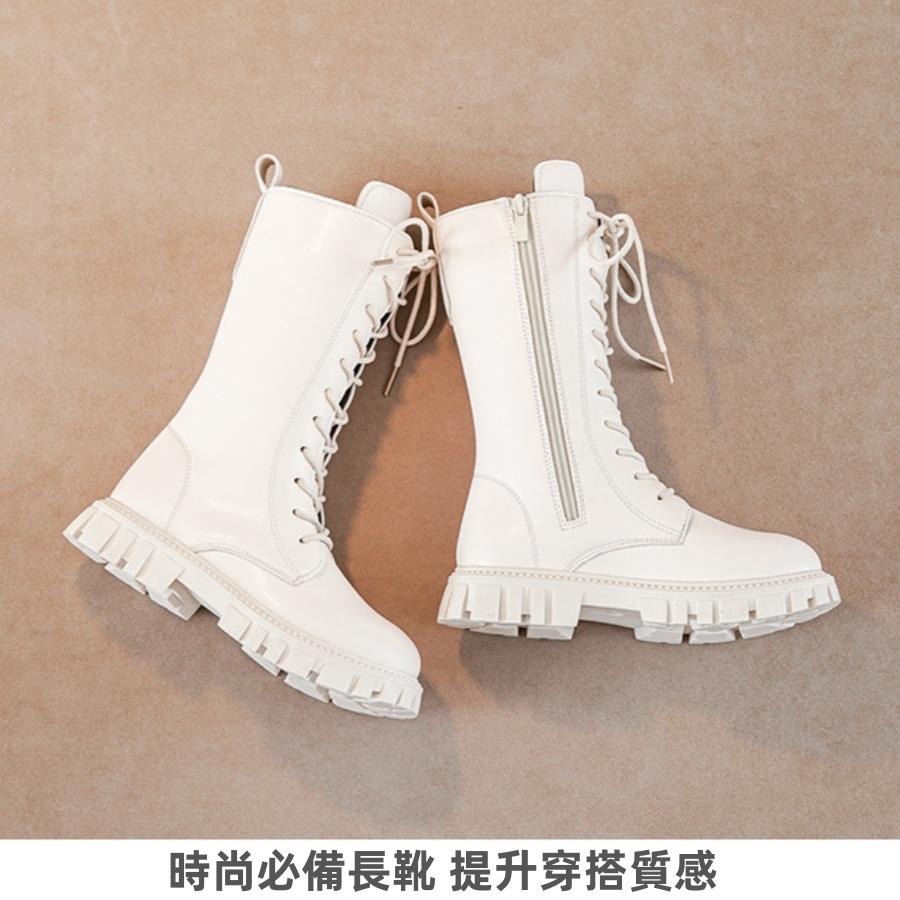 ❤️Annie❤️兒童長靴 童鞋 兒童靴子 女童靴子  女童長靴 素色 綁帶  馬丁靴 高筒靴 厚底靴 皮靴 個性百搭