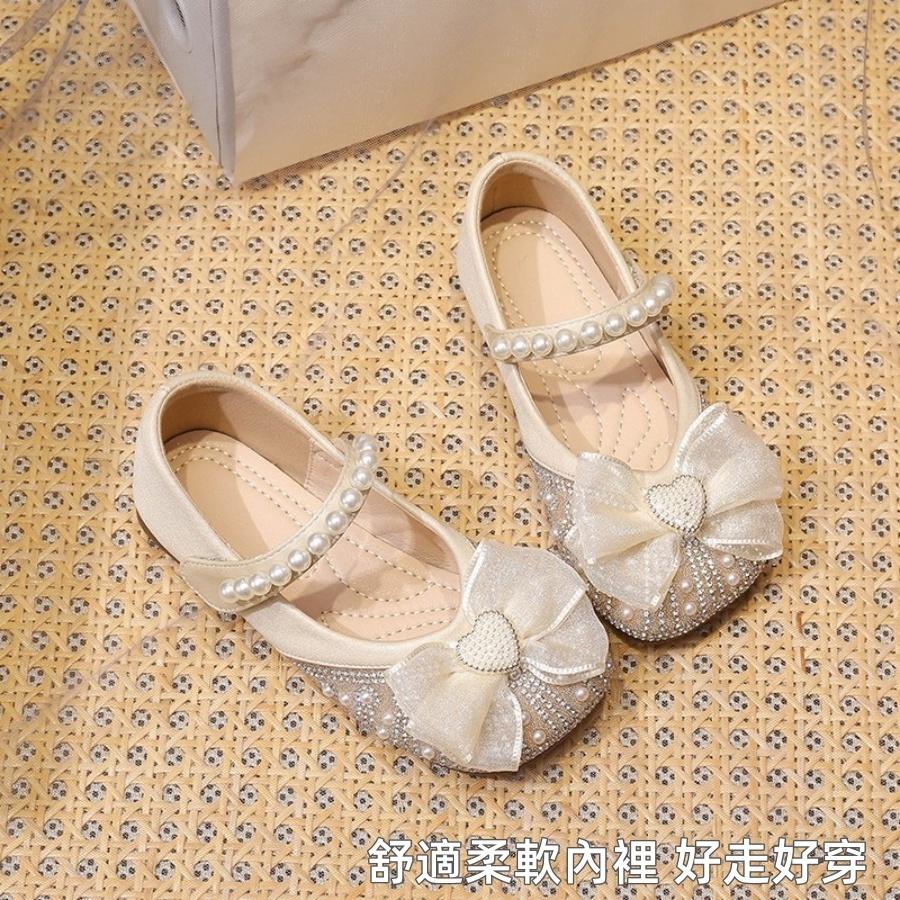 ❤️Annie❤️女童愛心蕾絲蝴蝶結水晶鞋 童鞋 平底鞋 女童皮鞋 公主鞋 娃娃鞋 女童鞋 兒童鞋 包頭鞋 中童大童