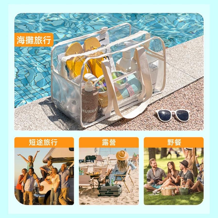 ❤️Annie❤️PVC透明沙灘包 游泳包 玩水包 果凍包 玩水收納袋 大容量 防水 旅行收納 單肩手提包 旅行包