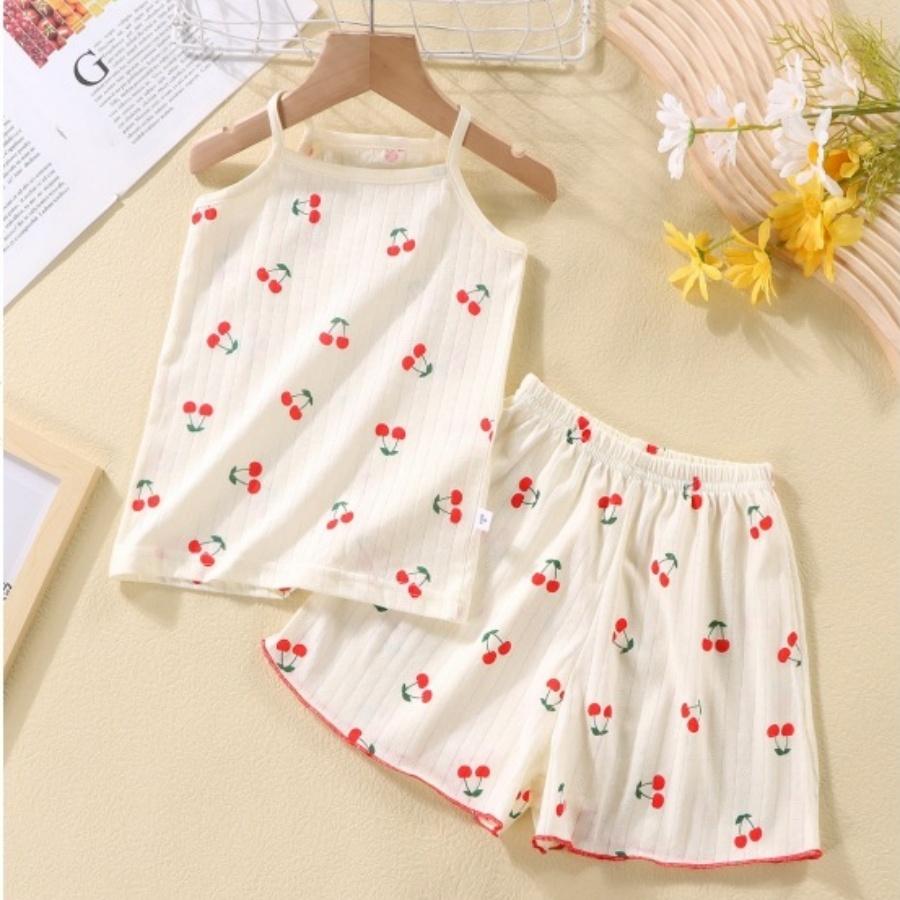 ❤️Annie❤️女童空調吊帶褲居家套組 童裝 兒童全棉睡衣 兒童套裝 兒童居家服 兒童無袖上衣 兒童短褲 女童背心