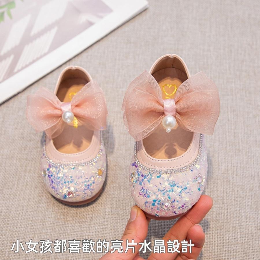❤️Annie❤️女童蕾絲蝴蝶結水晶鞋 童鞋 韓版氣質公主鞋 平底鞋 女童皮鞋 娃娃鞋 女童鞋 兒童鞋 包頭鞋 小中大童