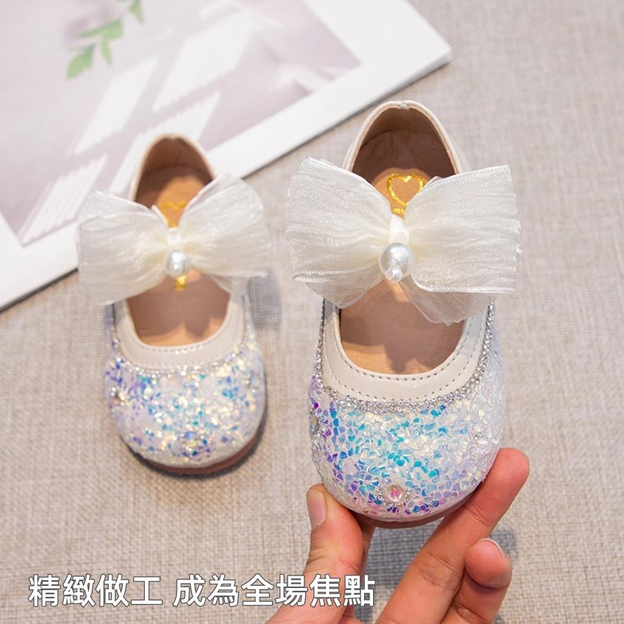 ❤️Annie❤️女童蕾絲蝴蝶結水晶鞋 童鞋 韓版氣質公主鞋 平底鞋 女童皮鞋 娃娃鞋 女童鞋 兒童鞋 包頭鞋 小中大童