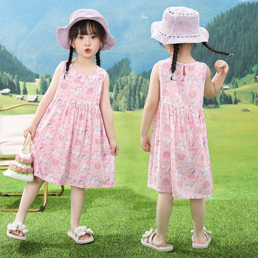 ❤️Annie❤️女童印花連衣裙 童裝 女童洋裝 女童碎花連身裙 女童吊帶背心裙 女童無袖夏裝 女童裙子 小童中童大童
