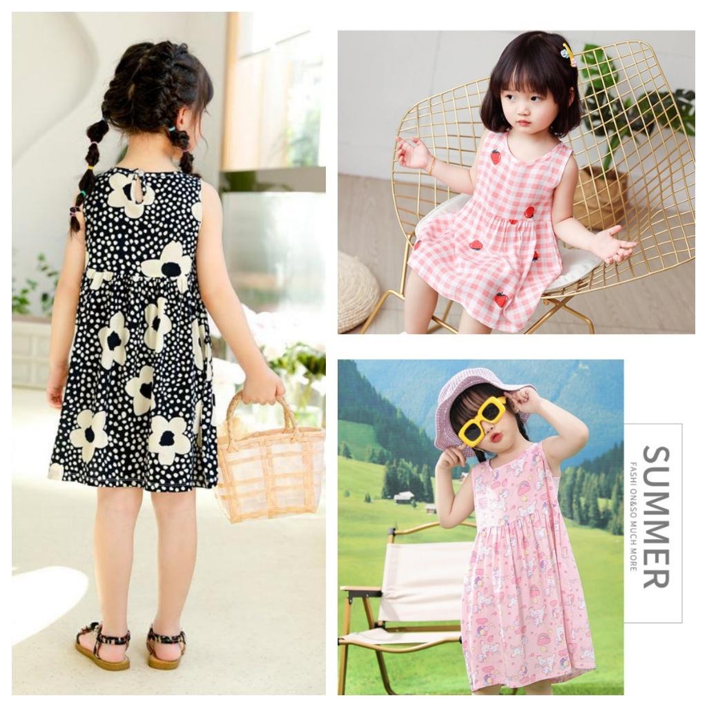 ❤️Annie❤️女童印花連衣裙 童裝 女童洋裝 女童碎花連身裙 女童吊帶背心裙 女童無袖夏裝 女童裙子 小童中童大童