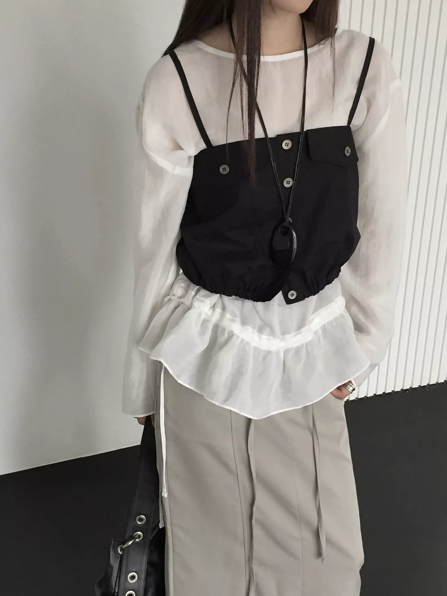 棉質疊穿口袋背心