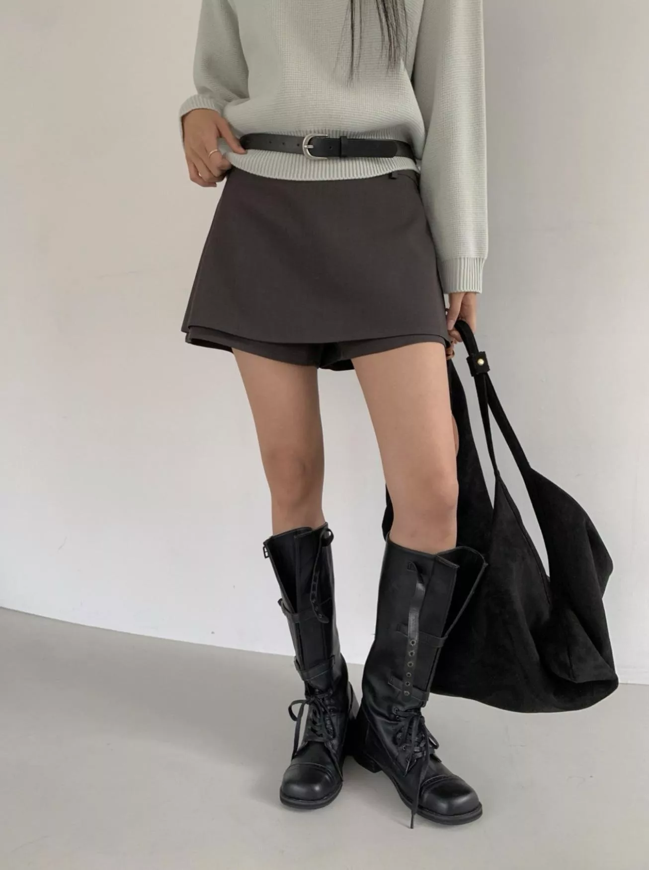 灰調層次感褲裙