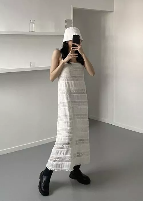 清新手感針織紋洋裝