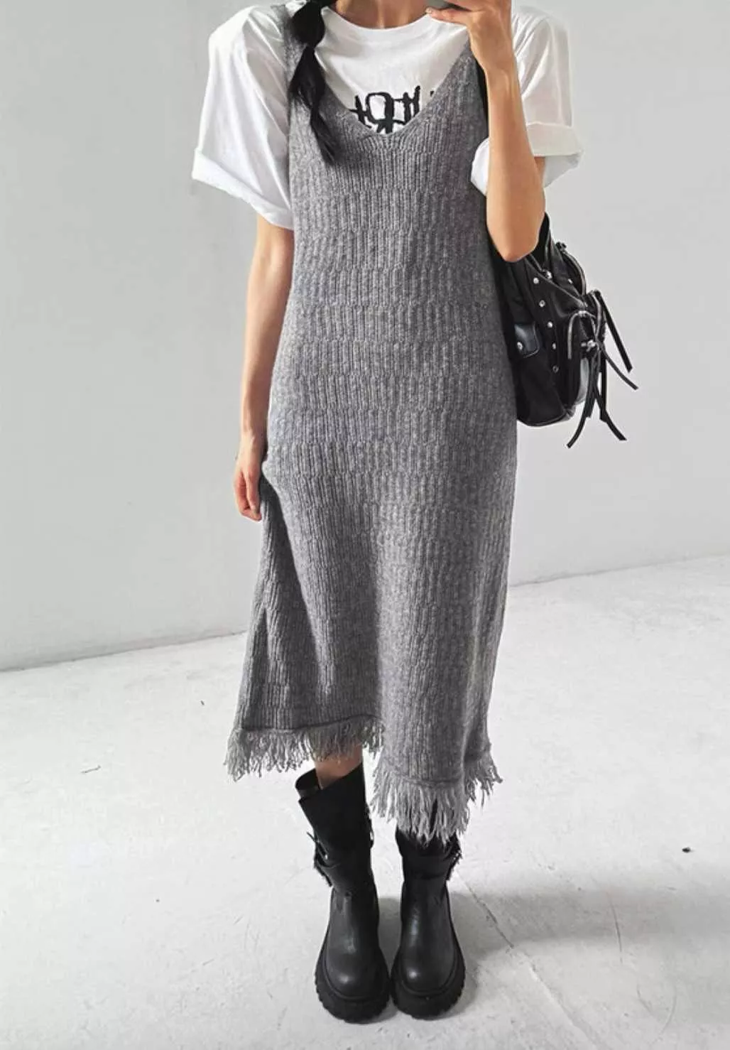 流蘇針織連身裙