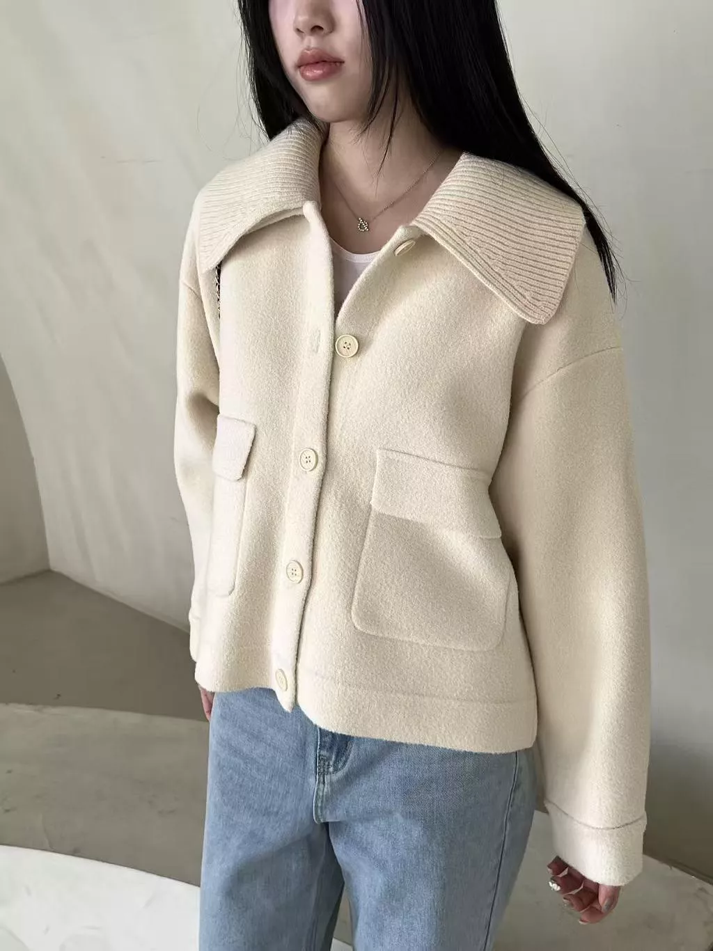 可拆領針織外套