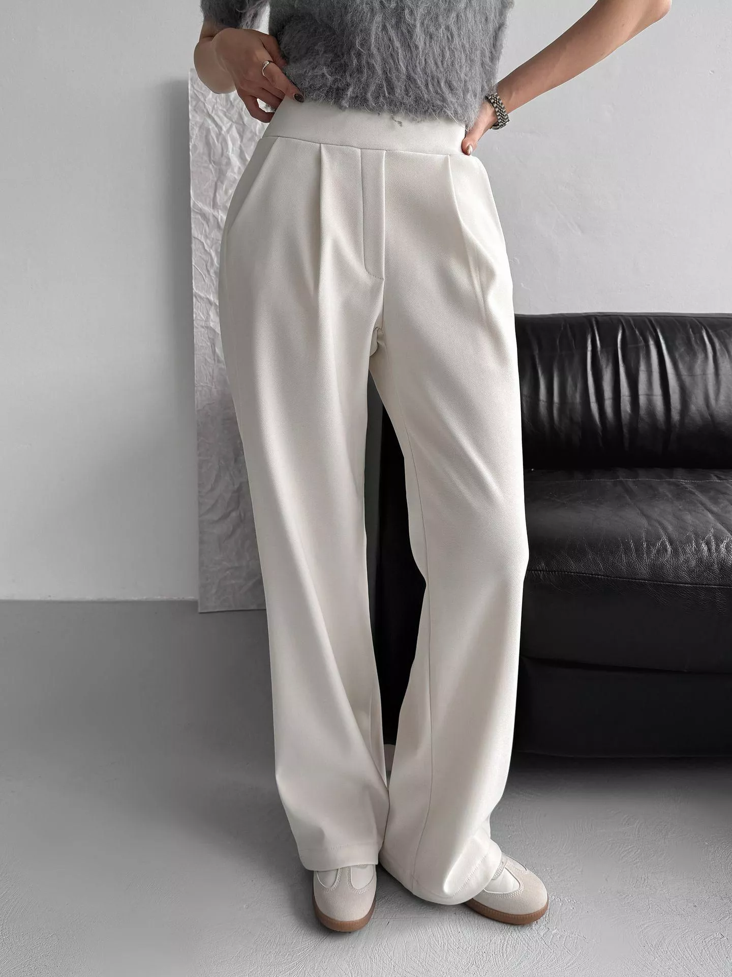 貂絨褶皺休閒西褲