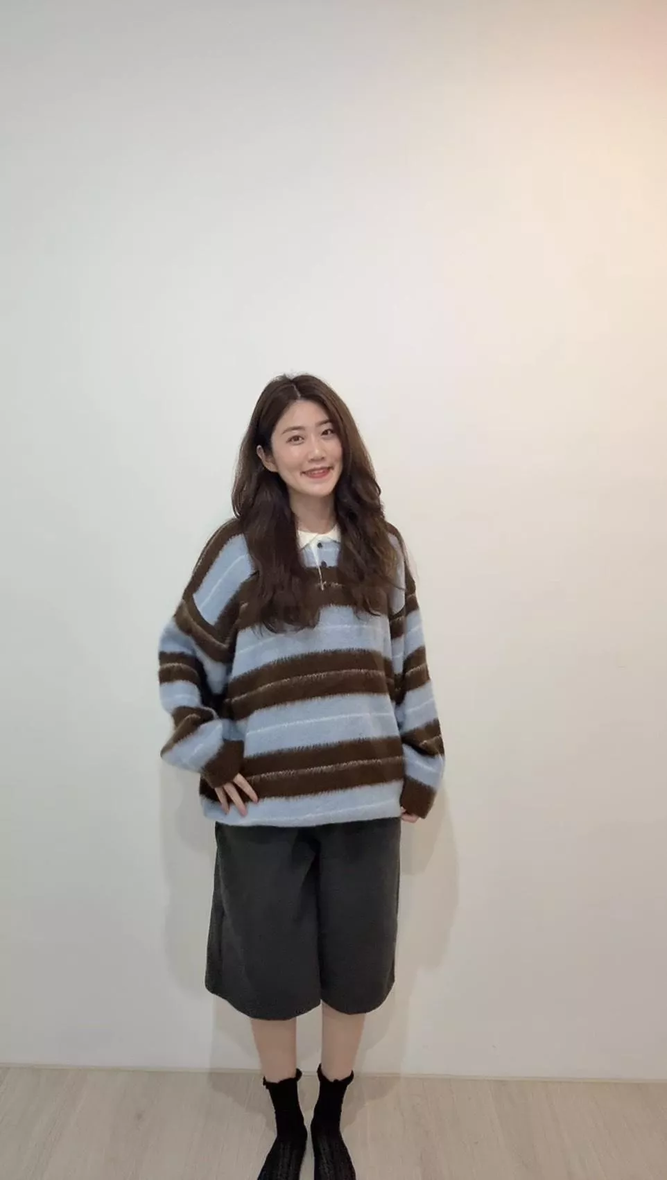 條紋撞色針織上衣