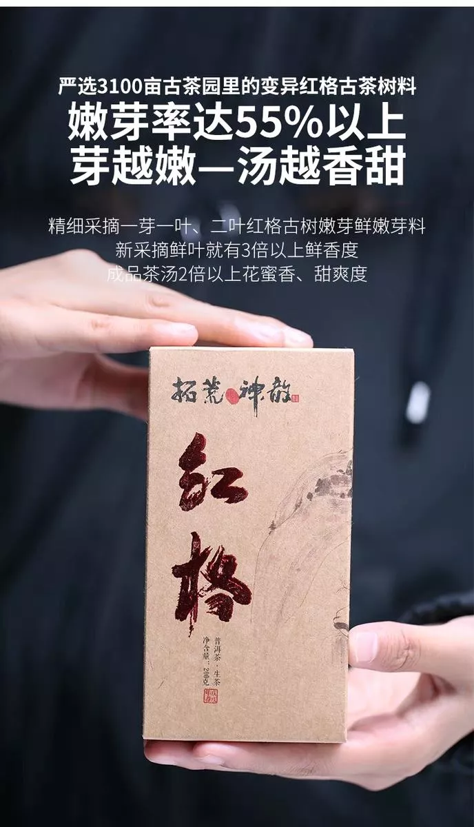 普洱茶生茶 [彩程] 2022年 紅格 變異古樹茶 200g 生磚 雙倍花蜜香