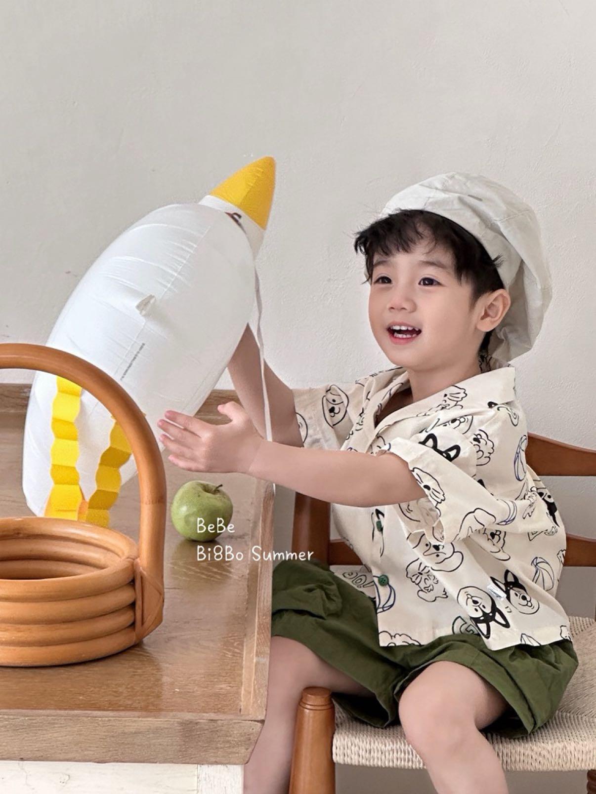 現+預｜小狗滿印襯衫