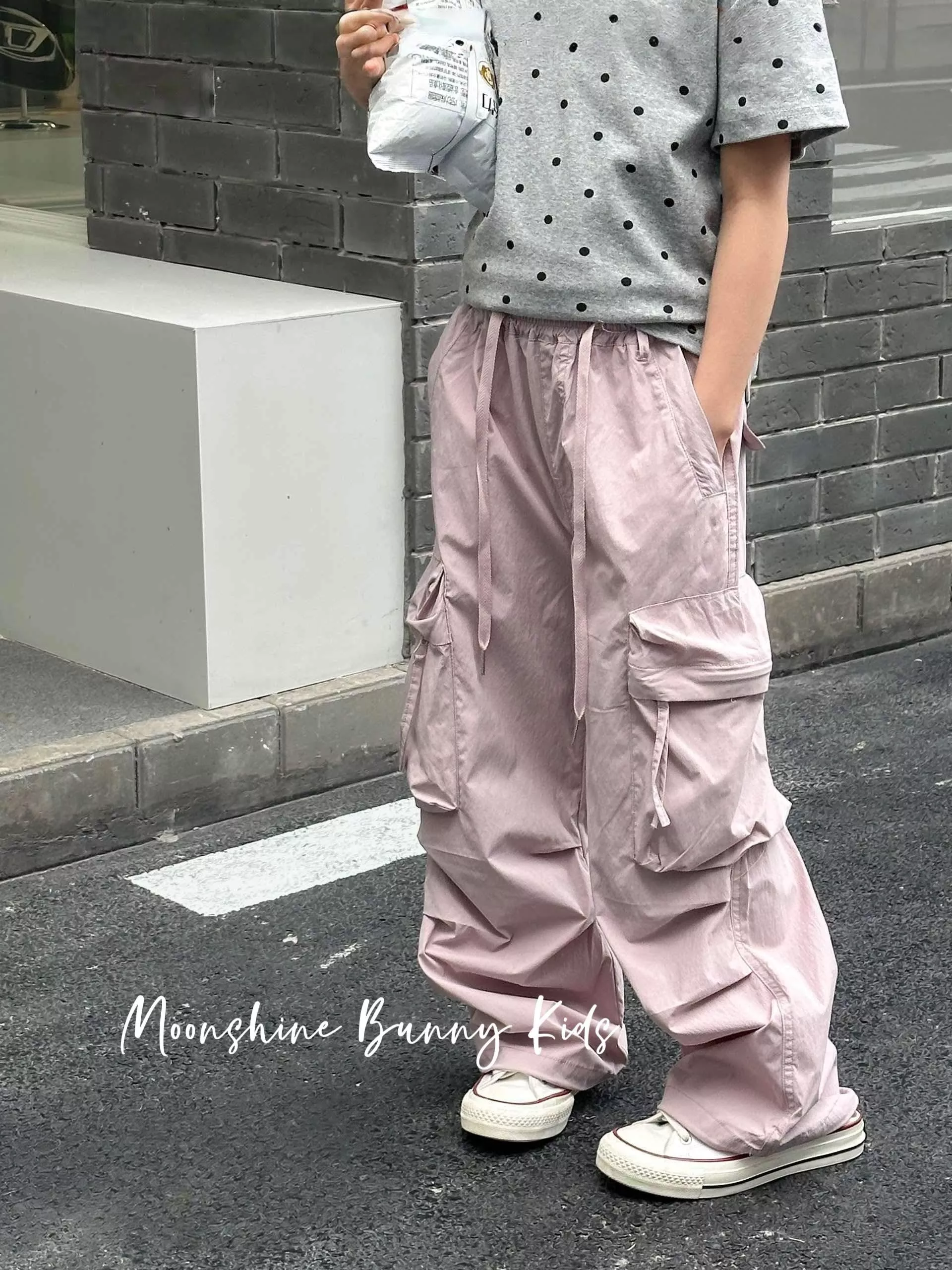 織帶大口袋工裝褲