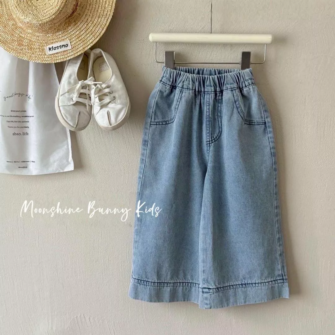 休閒簡約牛仔寬褲