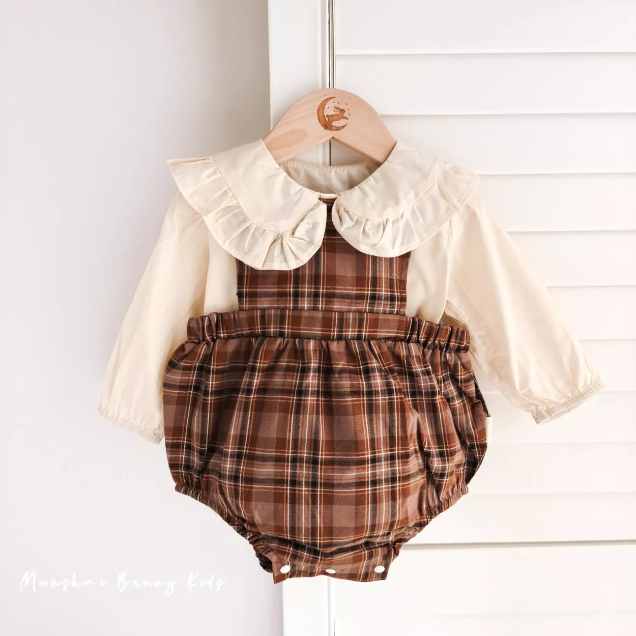 學院風氣質格紋兩件式包屁衣