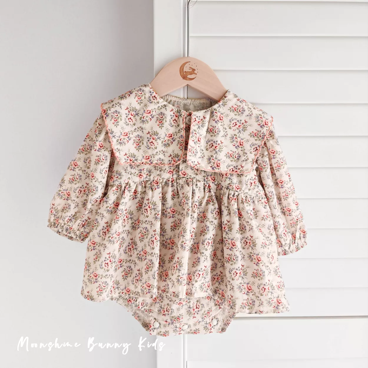 森系滿版碎花領片包屁裙