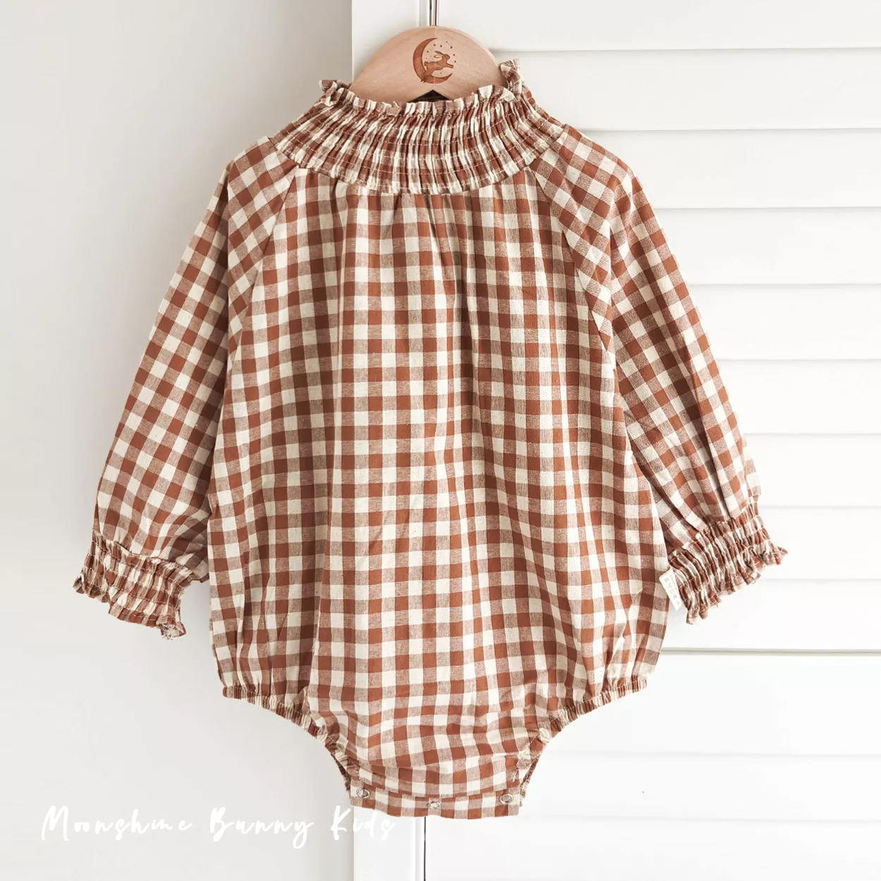 森系格子立領包屁衣