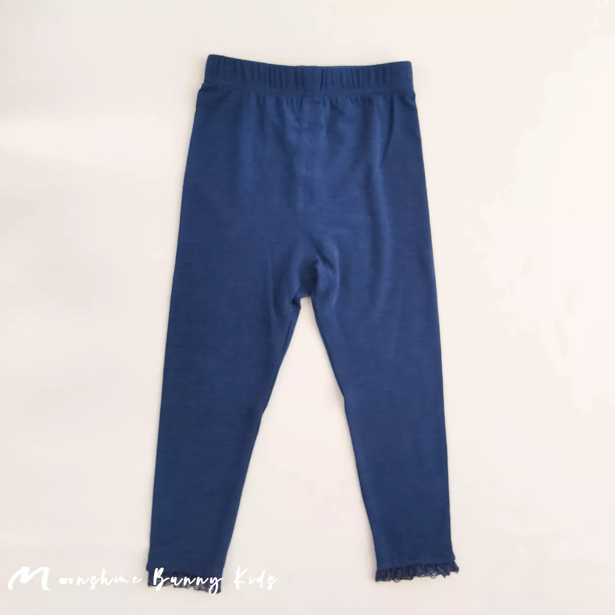 褲腳花邊薄款內搭褲 (藍)