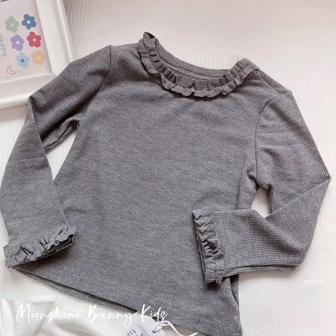厚棉車花內搭上衣 (灰)