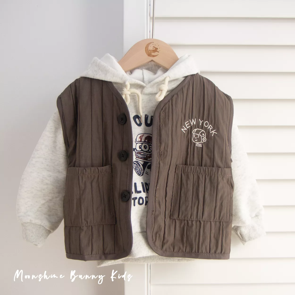 紐約男孩帽T馬甲兩穿套裝