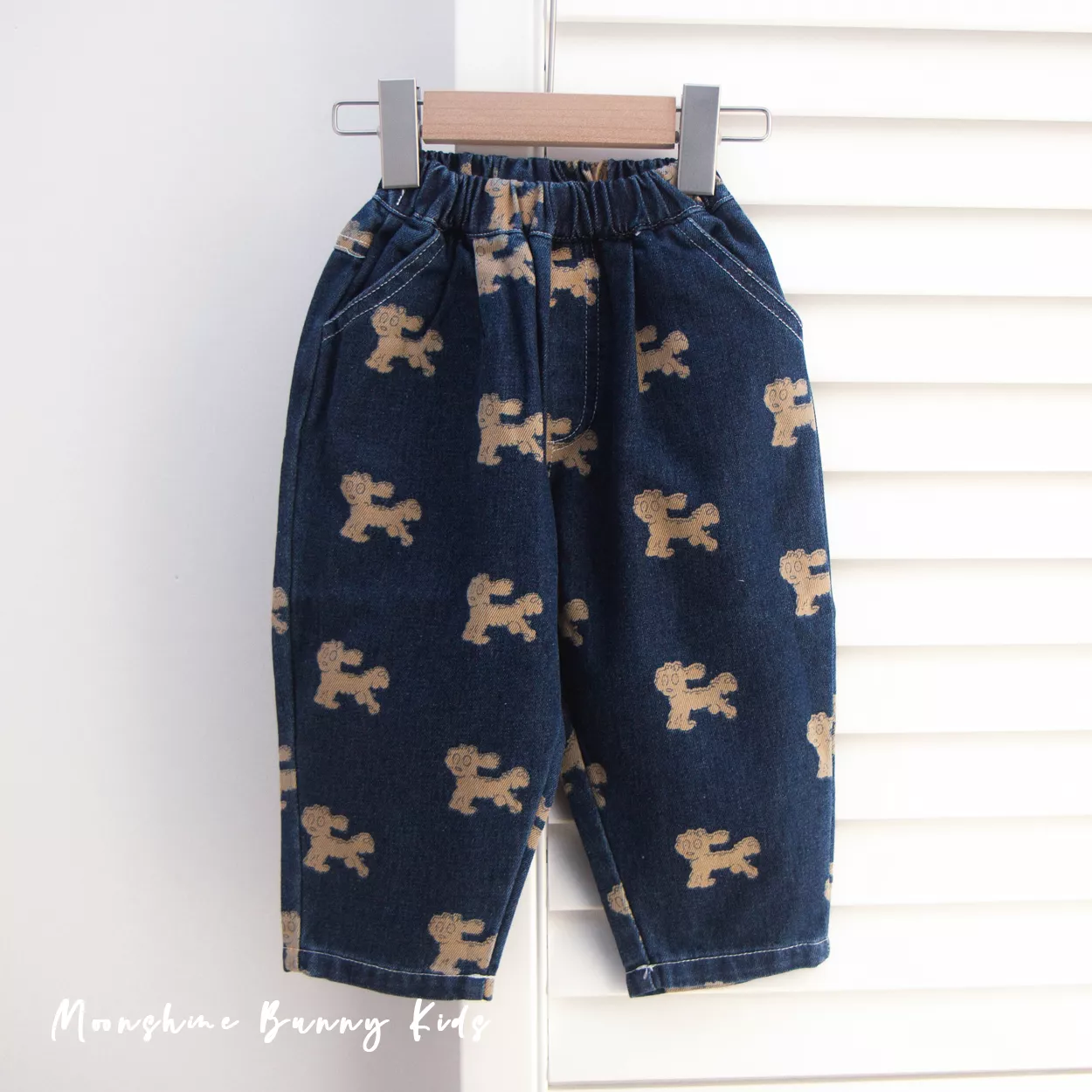 狗狗圖案牛仔褲