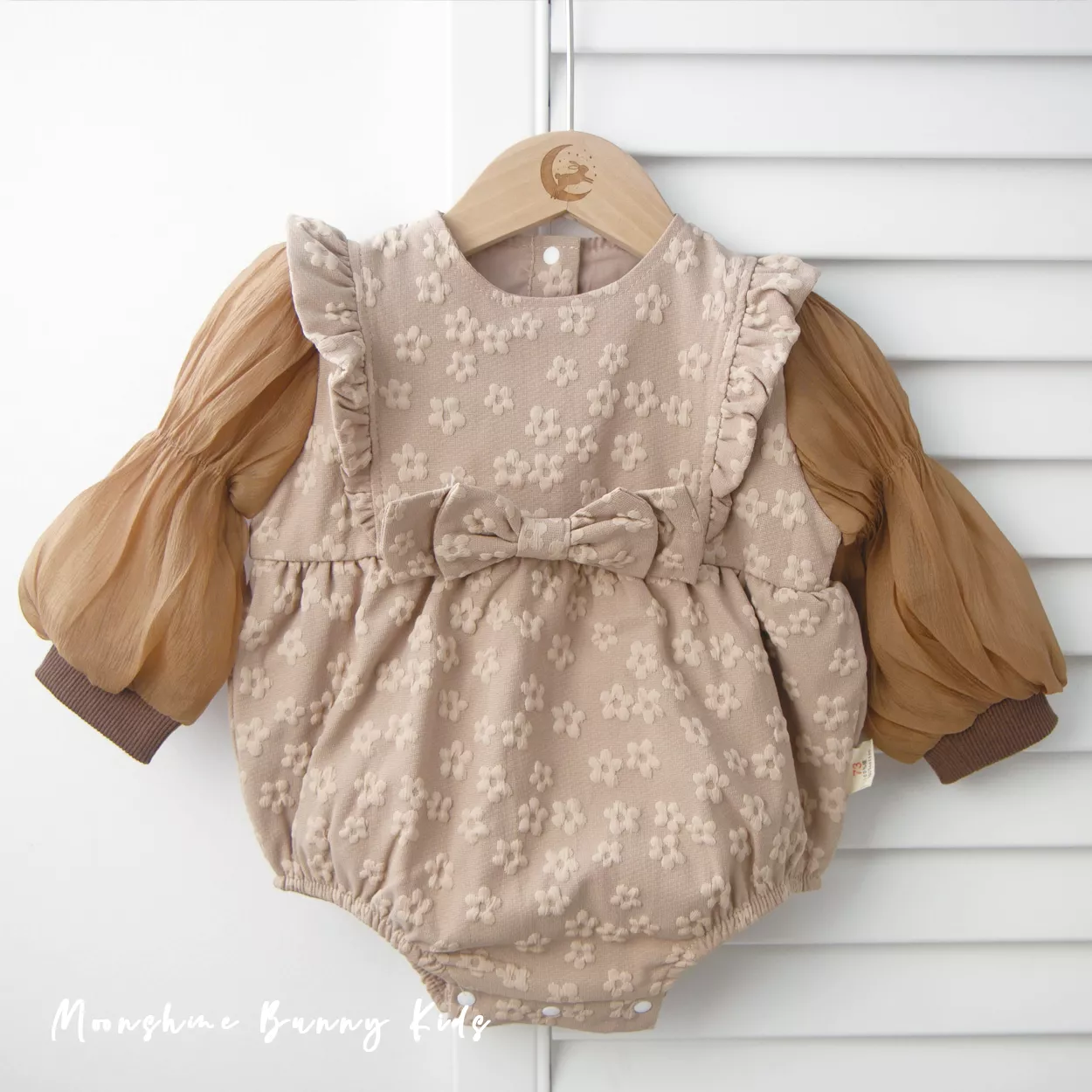 小公主花花紗袖包屁衣 (咖)