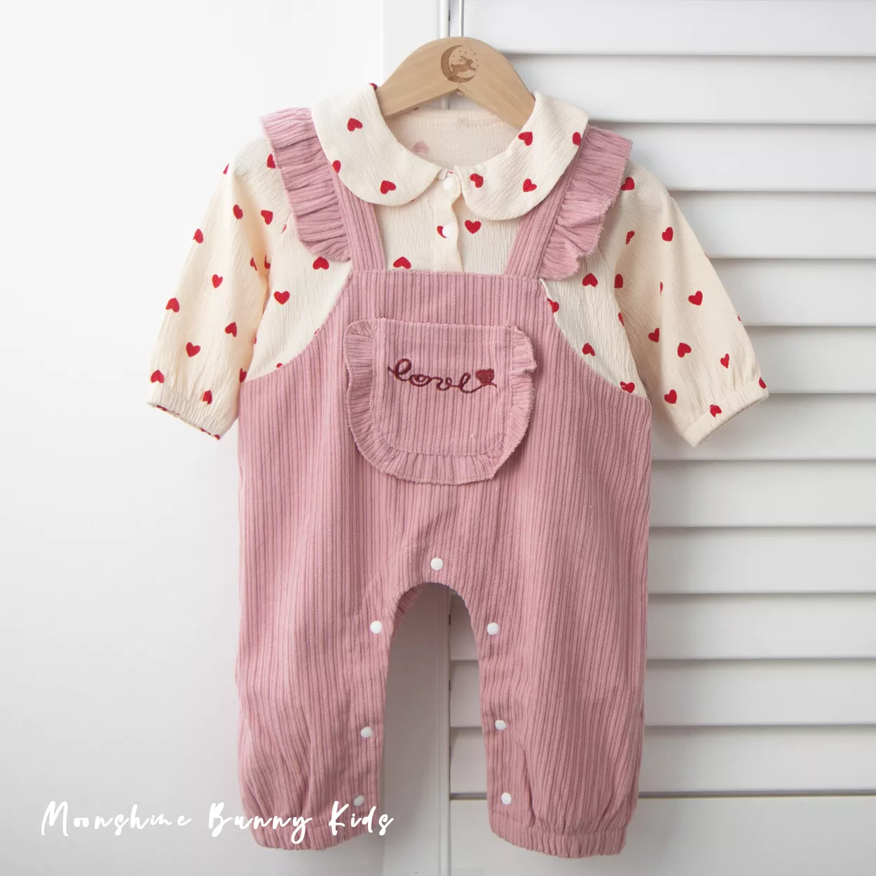 點點愛心假兩件連身爬服