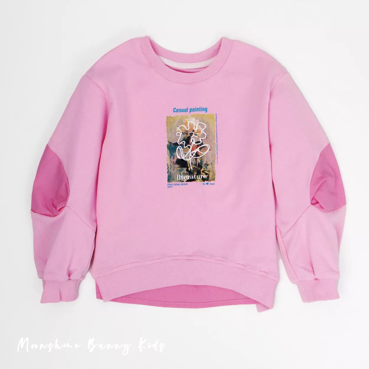 異材質拼接上衣 (粉)