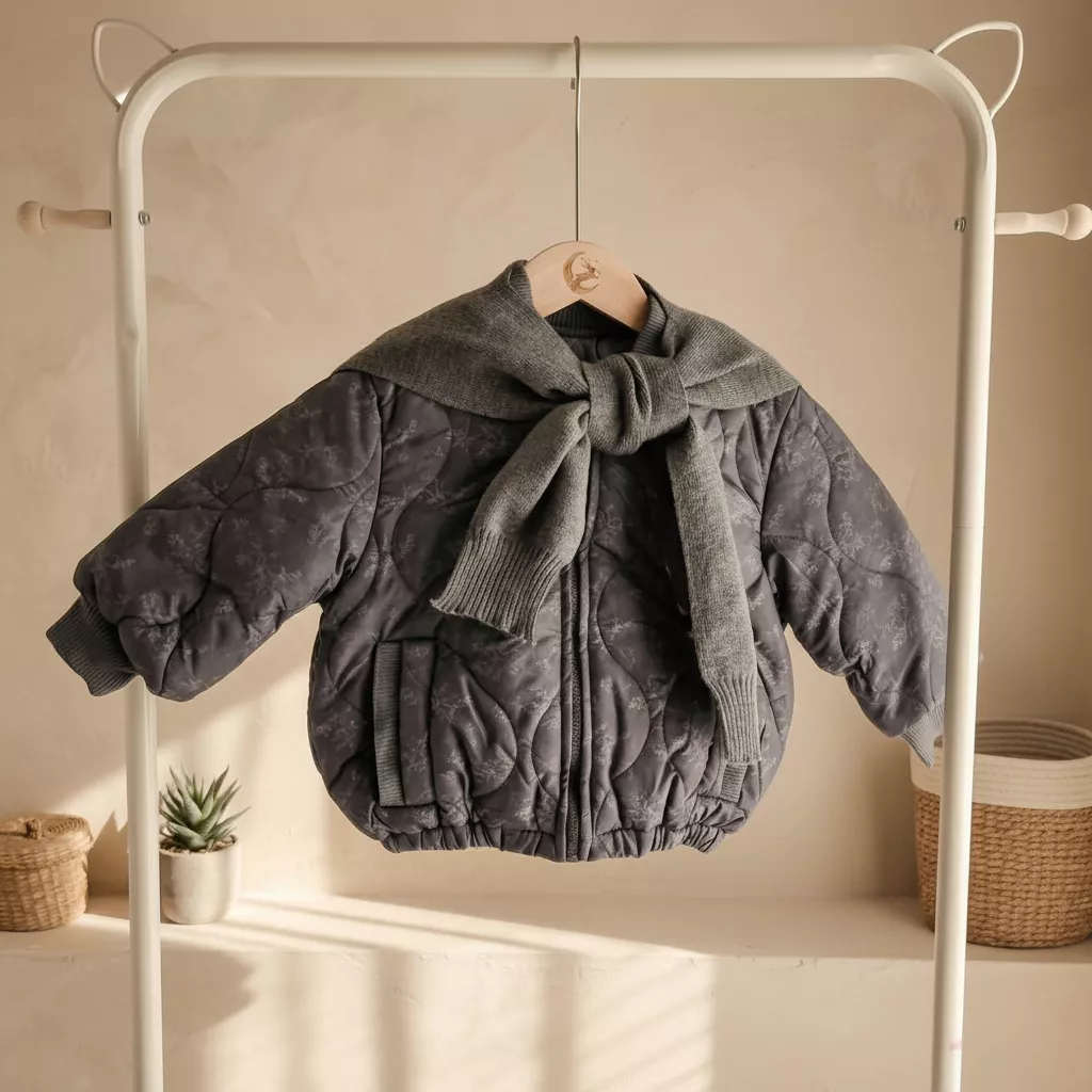 暖暖雲朵鋪棉外套 (灰藍)