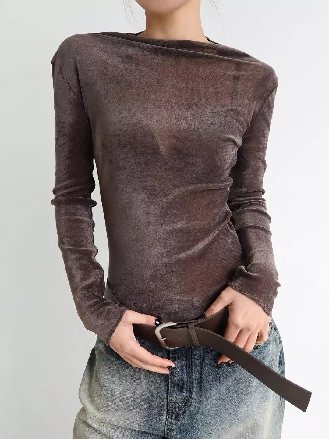 《01:00AM》正韓絨面半領內搭