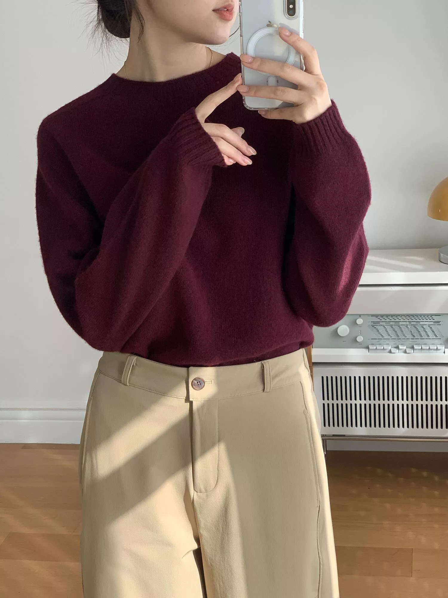 《紅酒與奶霧》正韓100%羊毛針織