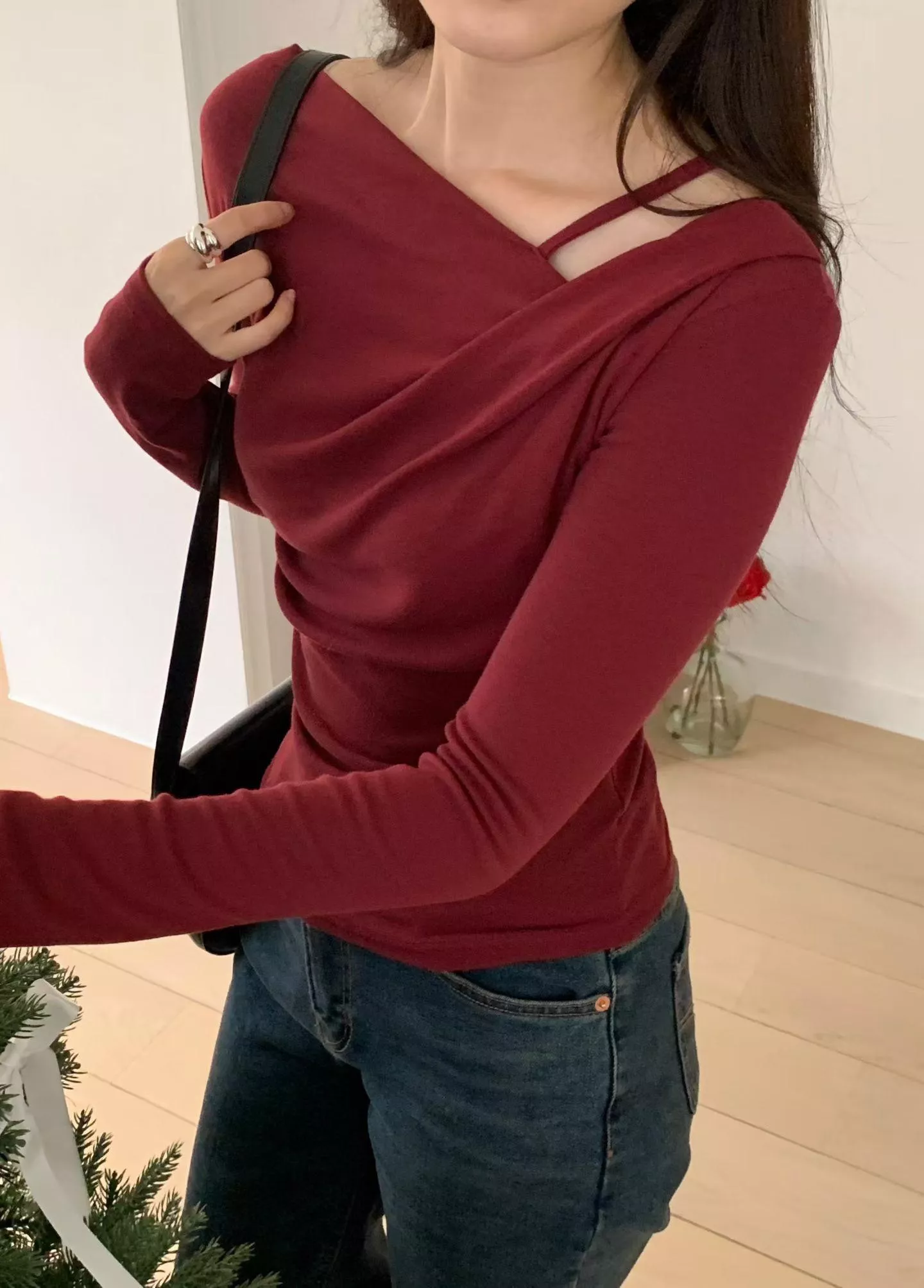 《霧城少女》正韓造型斜肩上衣