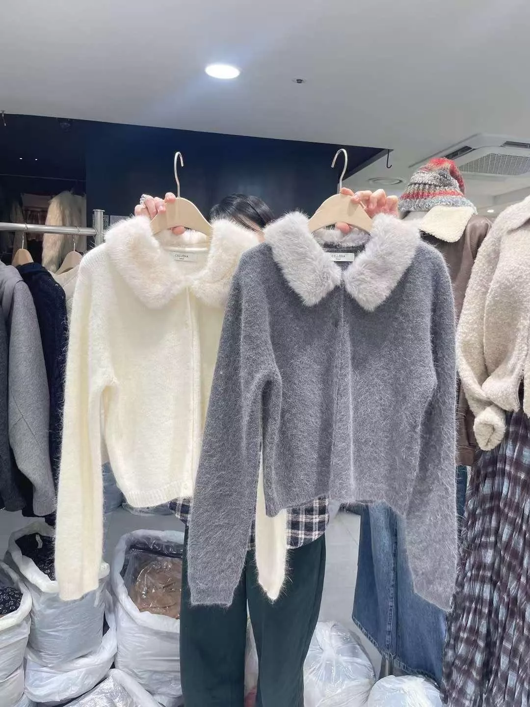 《Cloud Mesh》正韓毛毛領毛料針織（領子可拆）