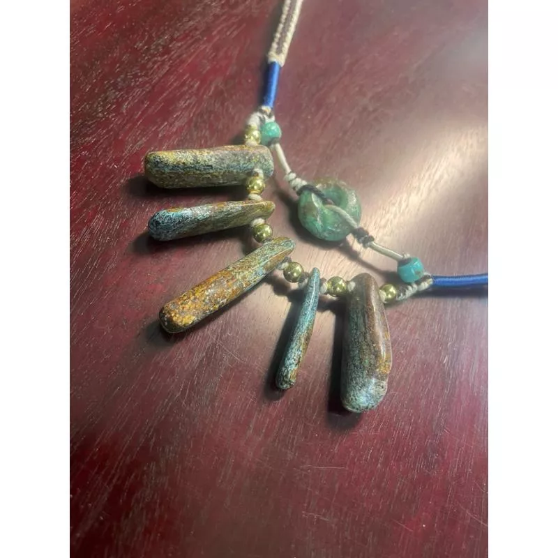 手工編織 鎖骨鏈 原礦綠松石 成功之石（無水、無油、無優化）