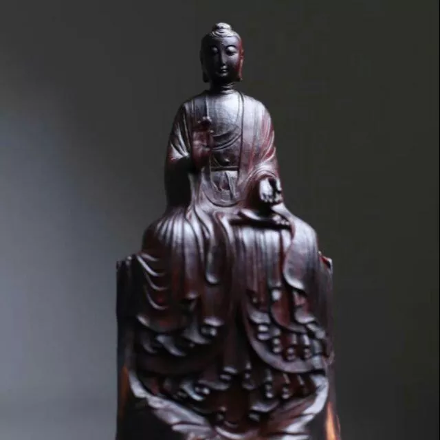 本師釋迦牟尼佛 原木 手工雕刻 印度小葉紫檀 清刀